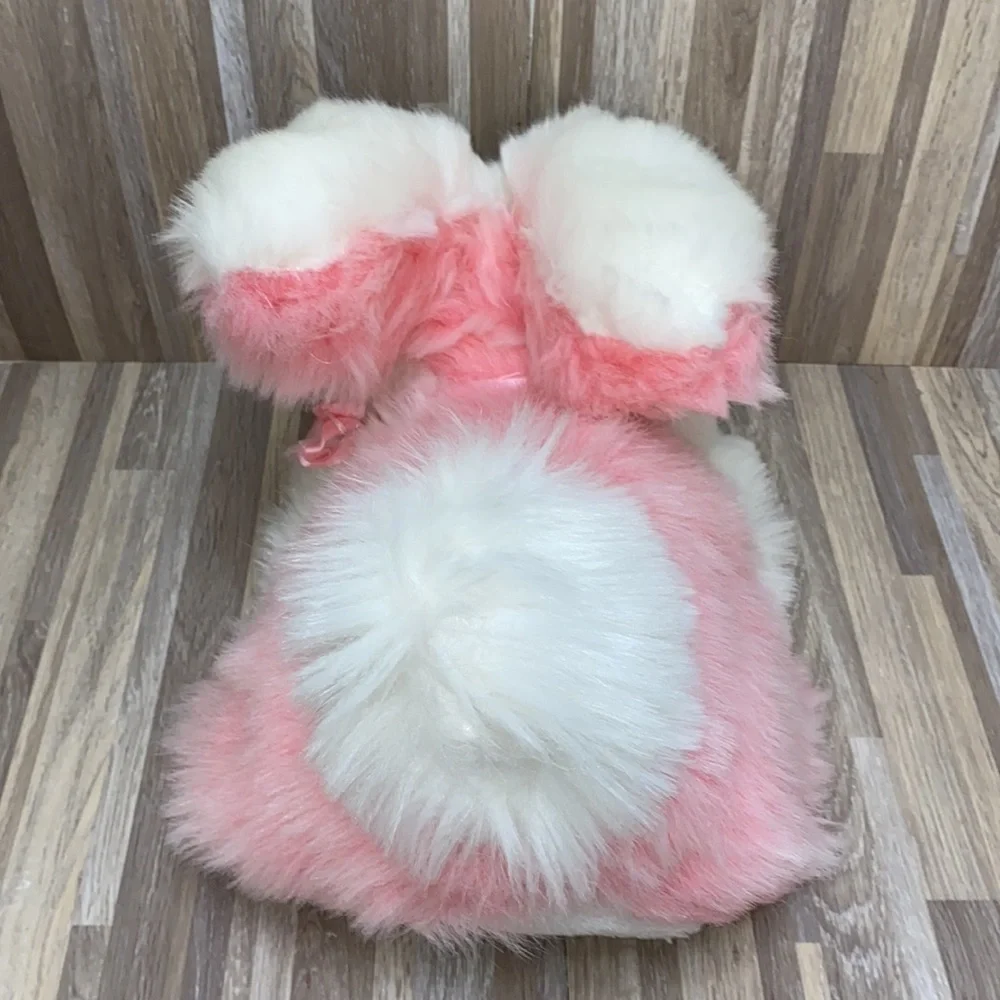 Pink Easter Bunny plush stuffed animal Easter basket filler fluffy plush vintage